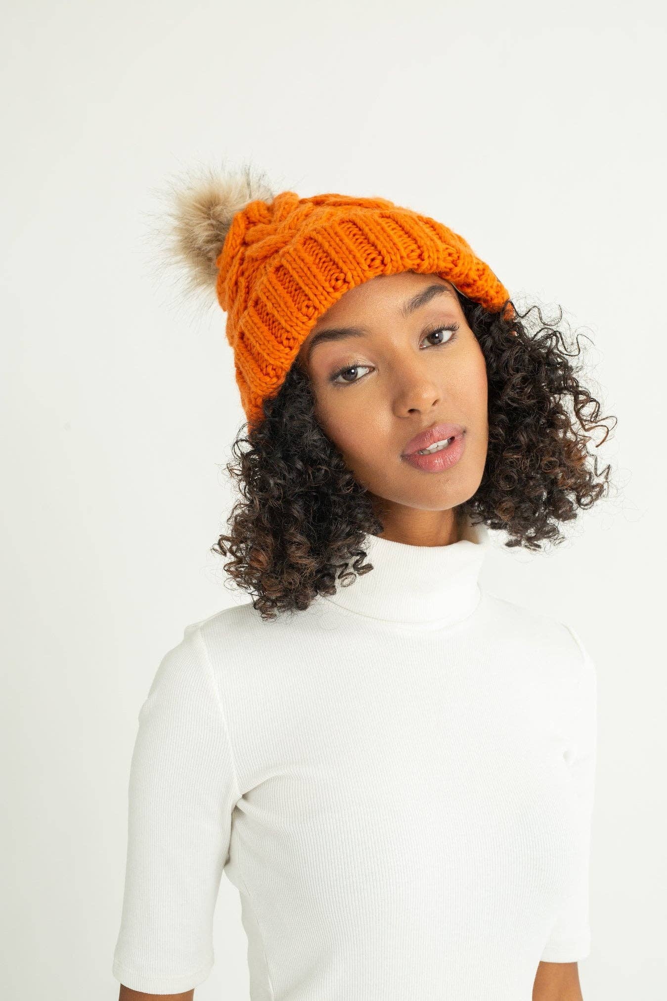 Grace Eleyae | Orange Foldover Warm Slap w/ Pom, photo 1 of 5