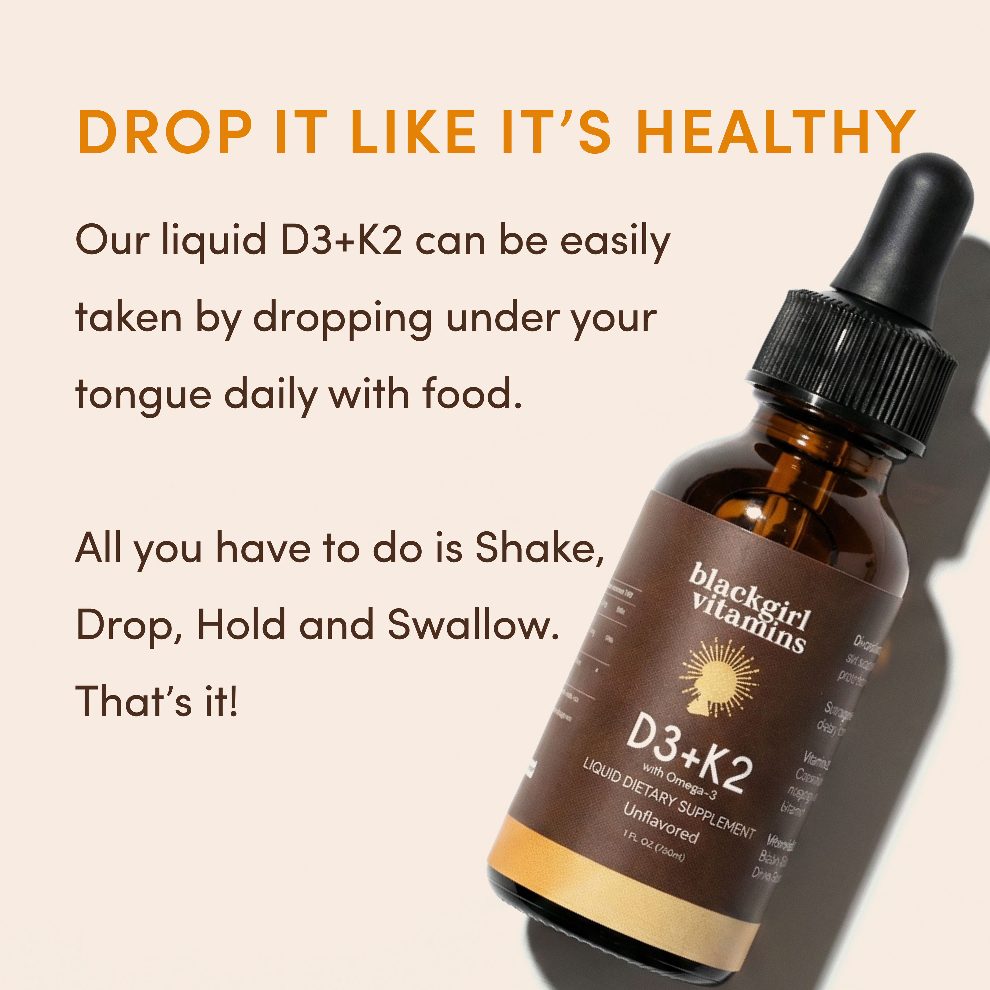 Black Girl Vitamins | Vitamin D3 + K2 Drops, photo 2 of 3