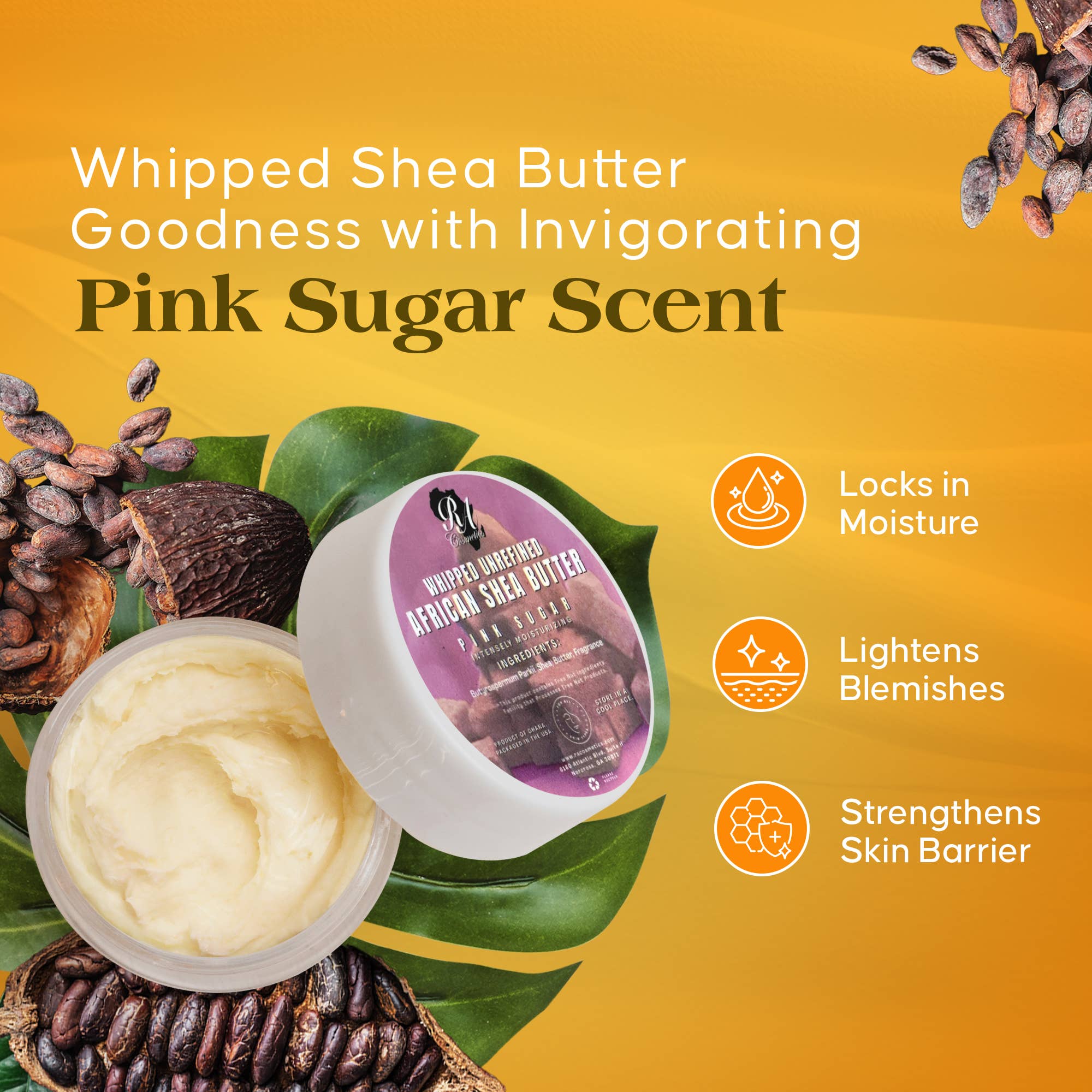 RA Cosmetics - Whipped African Ivory Shea Butter, Pink Sugar - 12oz, photo 2 of 6
