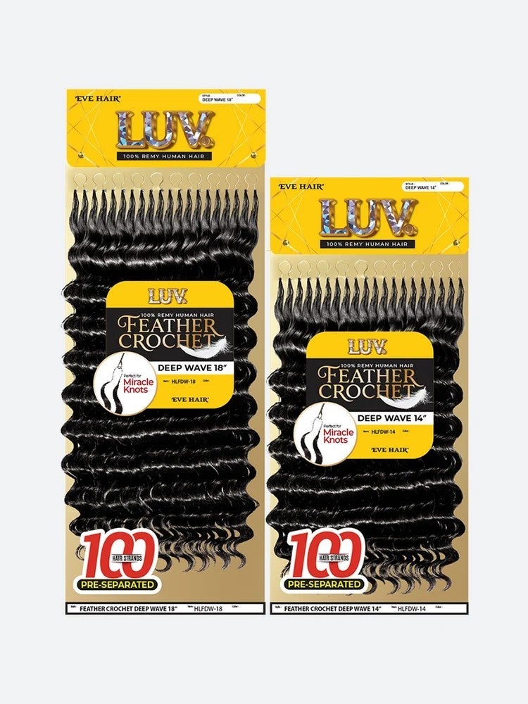 LUV | 100% Remy Human Hair Feather Crochet - Deep Wave 18", photo 2 of 3