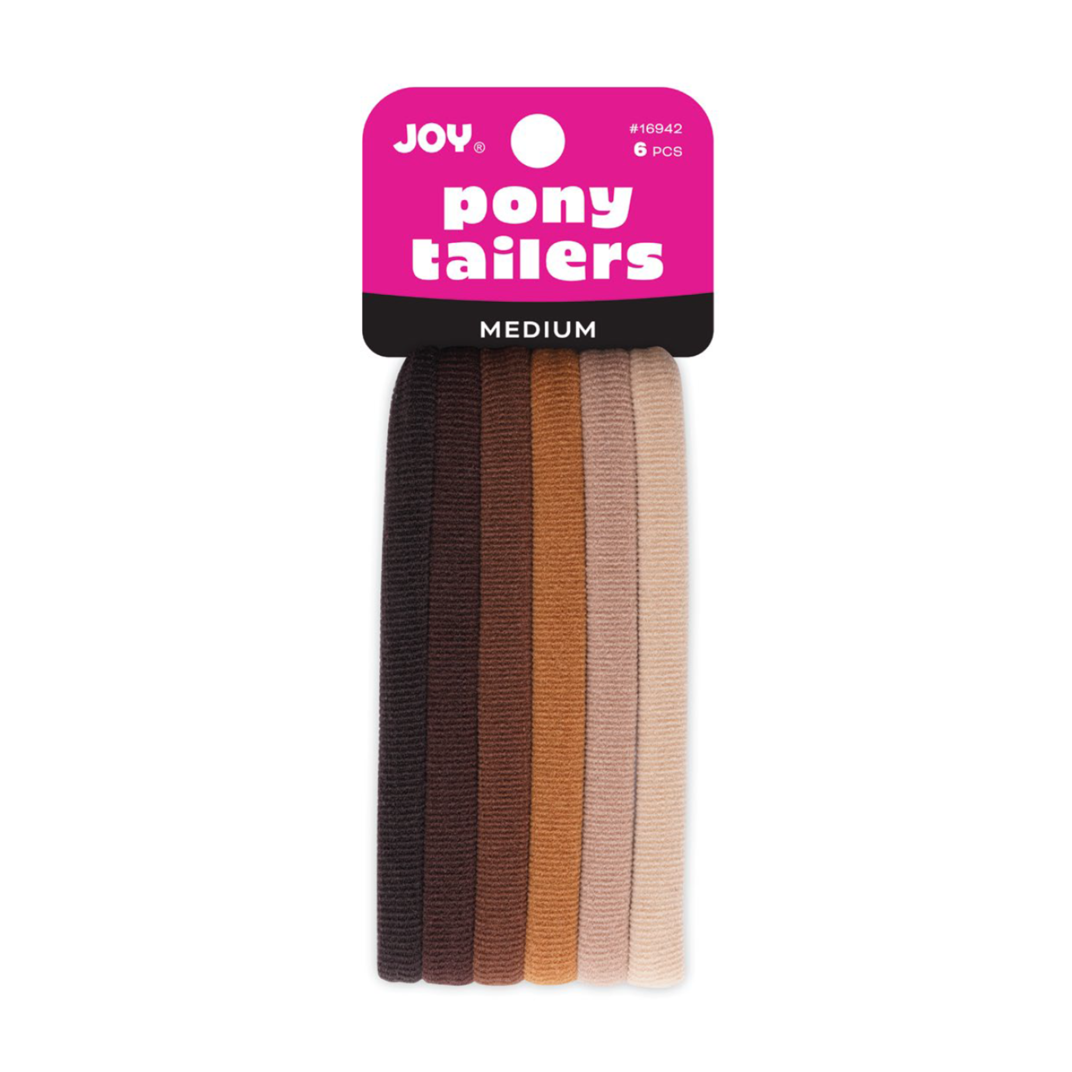Annie International, Inc. - Joy Soft Ponytailers Medium, 6 Count Gentle Kids' Hair Ties, Assorted Brown