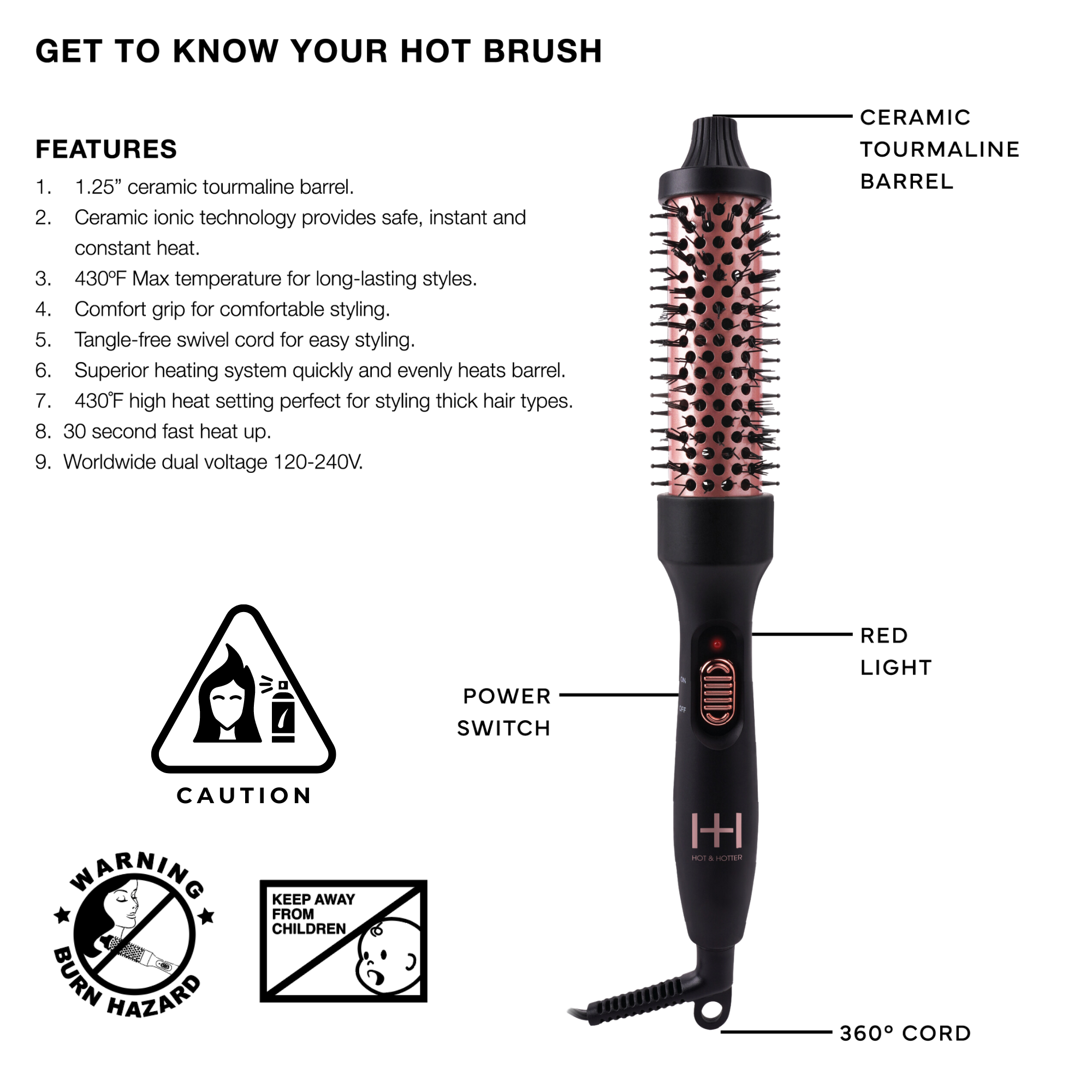 Annie International | Hot & Hotter Tourmaline Ceramic Hot Styling Brush 1.25", photo 7 of 7