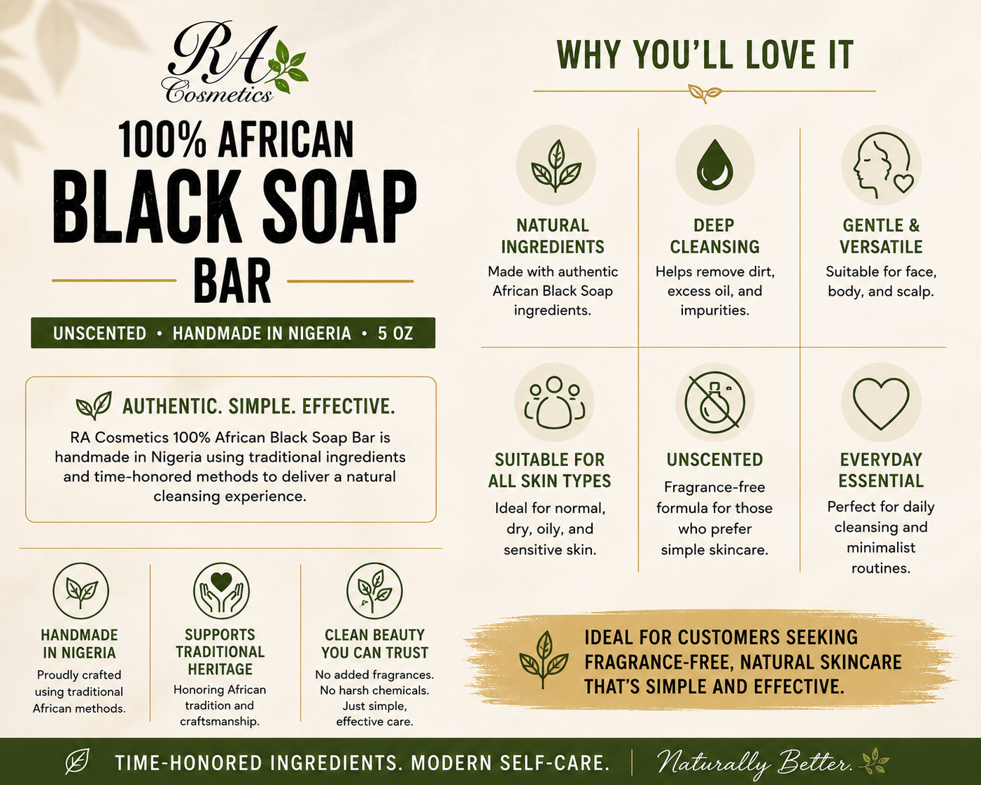RA Cosmetics - African Black Soap Bar, Honey Peach - 5 oz, photo 2 of 3