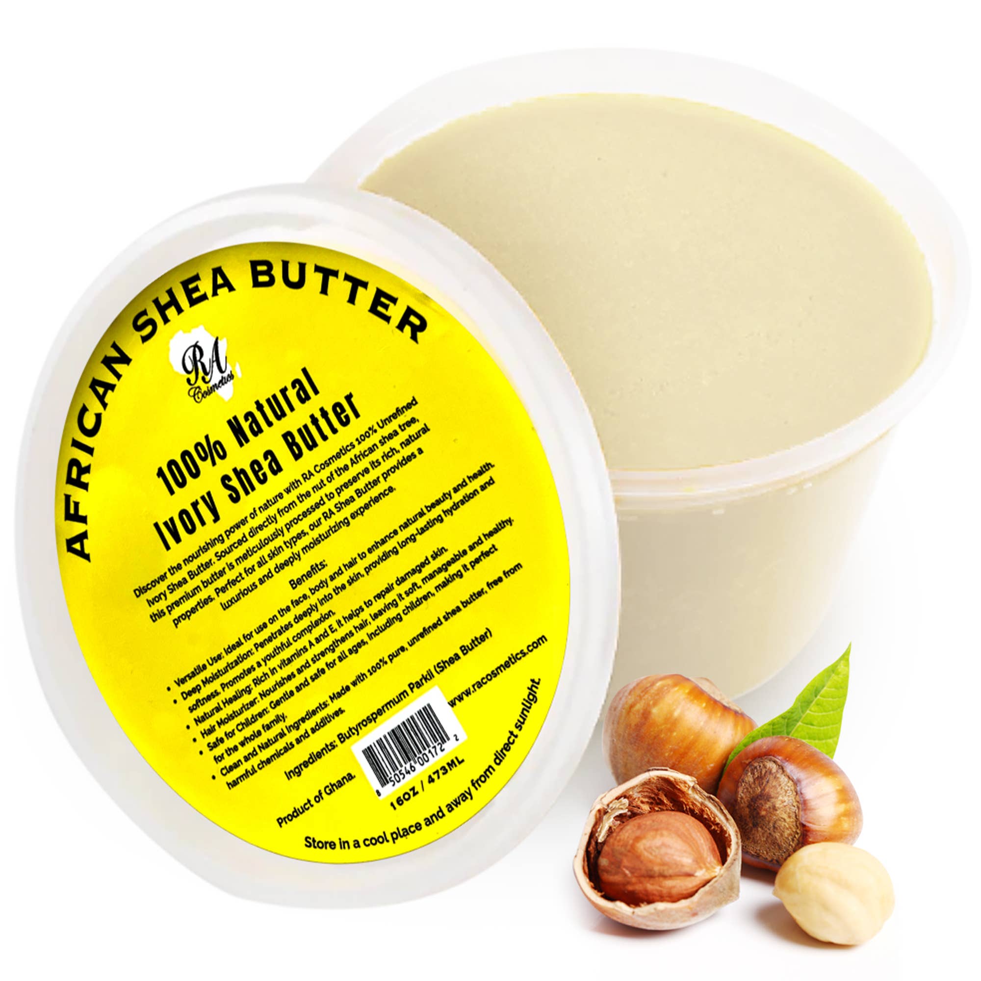 RA Cosmetics - 100% African Shea Butter, Ivory/White Solid - 16oz, photo 1 of 8