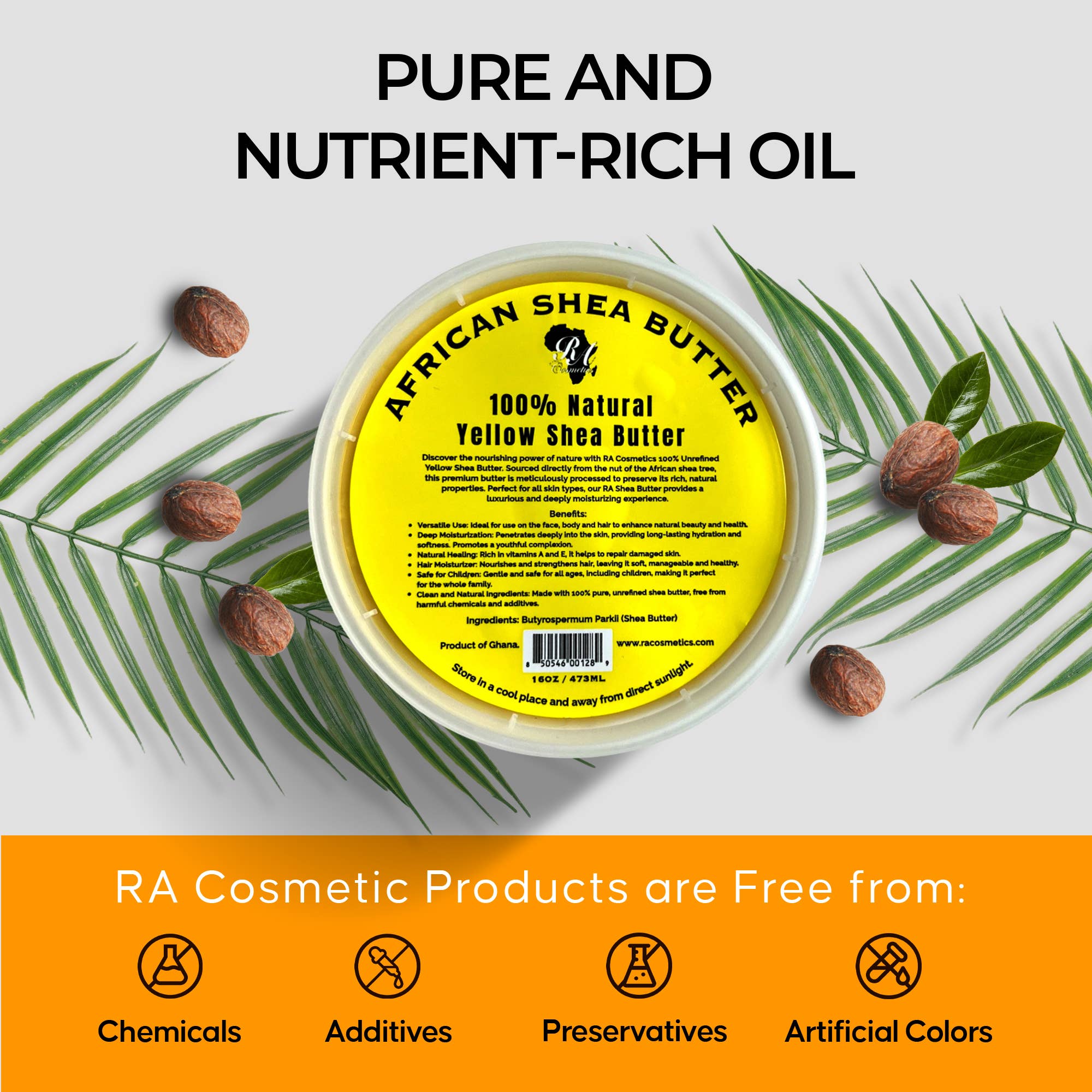 RA Cosmetics - 100% African Shea Butter, Ivory/White Solid - 16oz, photo 3 of 8