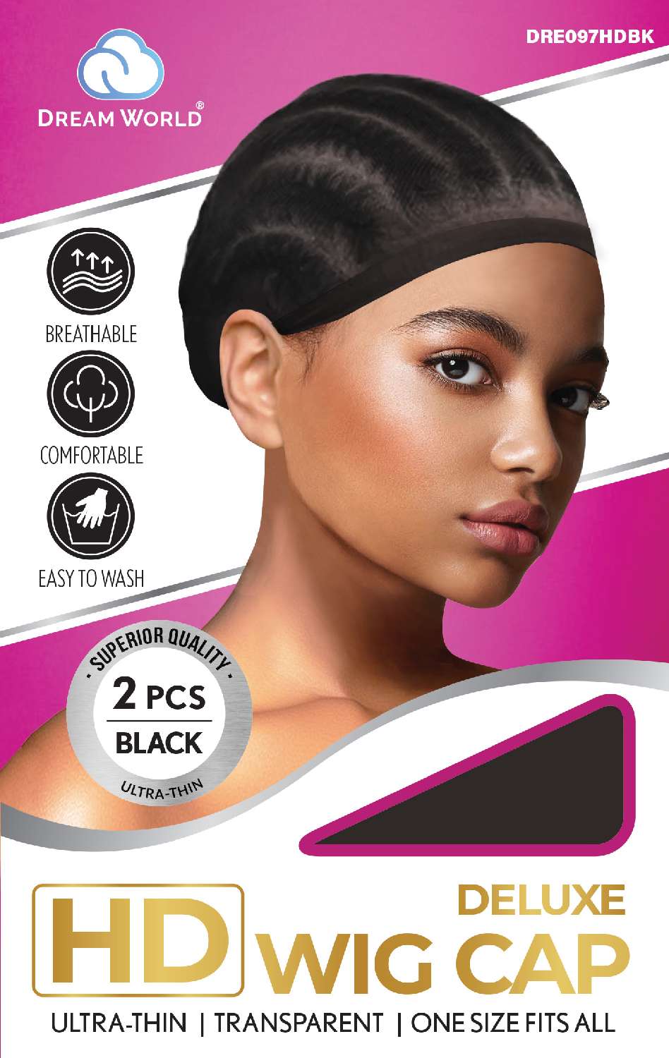 Dream | HD Deluxe Wig Cap 2 Piece Black | Zara Jo Beauty Supply display picture 3