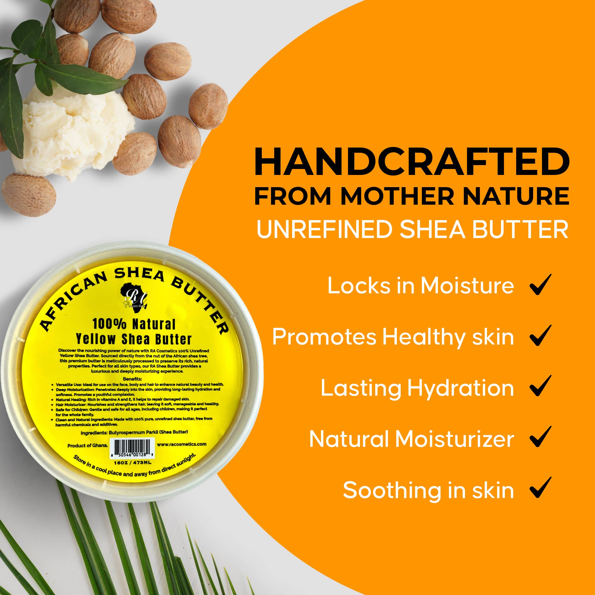 RA Cosmetics - 100% African Shea Butter, Ivory/White Solid - 16oz, photo 2 of 8