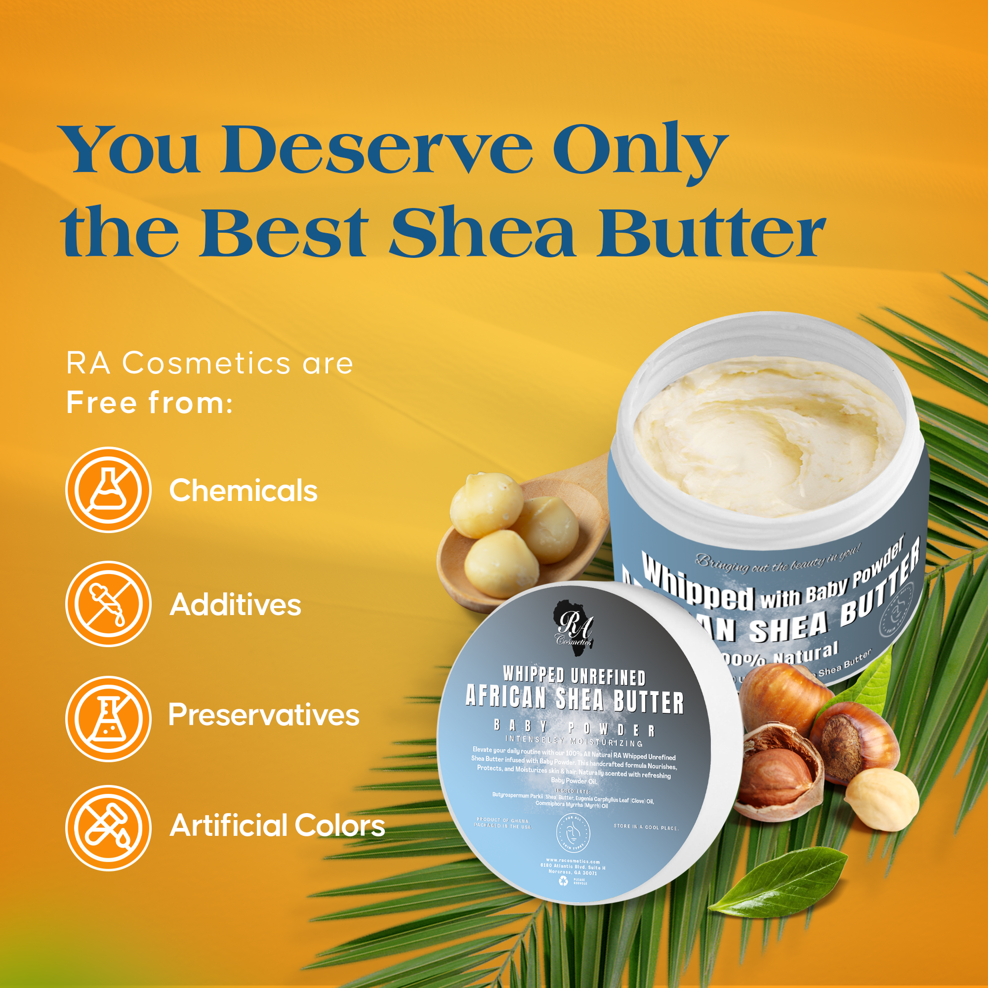 RA Cosmetics | Whipped African Ivory Shea Butter - Baby Powder, photo 5 of 7