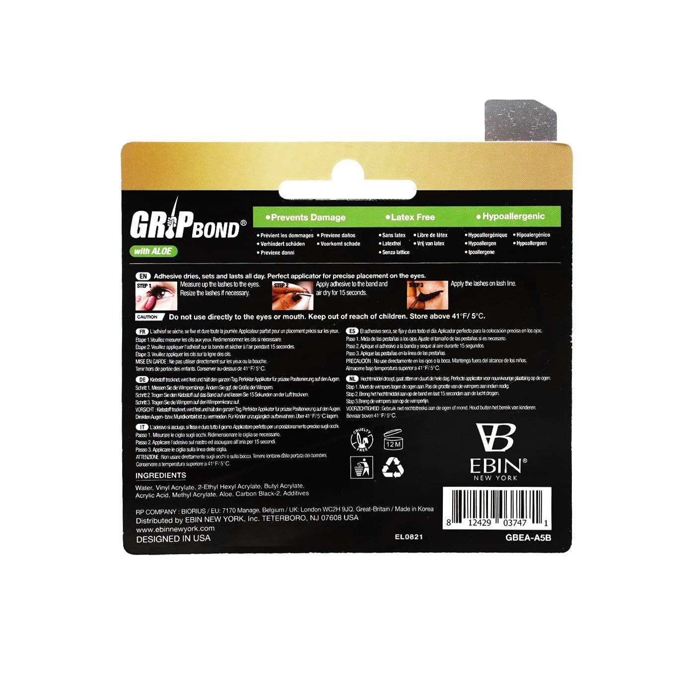 EBIN NEW YORK - GRIP BOND LASH ADHESIVE with ALOE - BLACK / BRUSH, photo 7 of 7