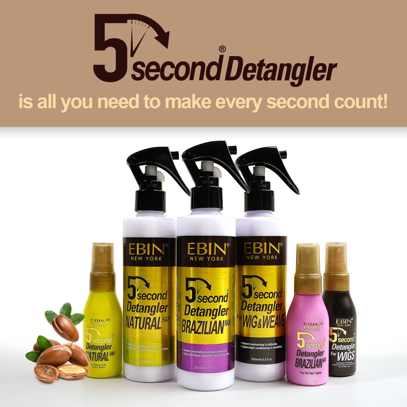 EBIN NEW YORK | 5 Second Argan Oil Wig Detangler, photo 8 of 8