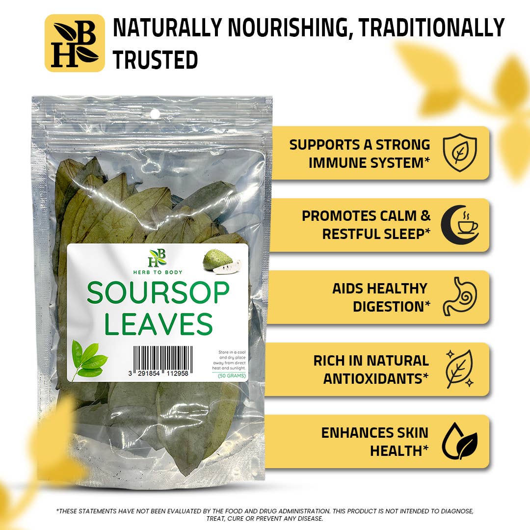 Herb To Body - Organic Soursop Leaves 50g - Dried Leaf | Hoja De Guanabana, photo 2 of 8
