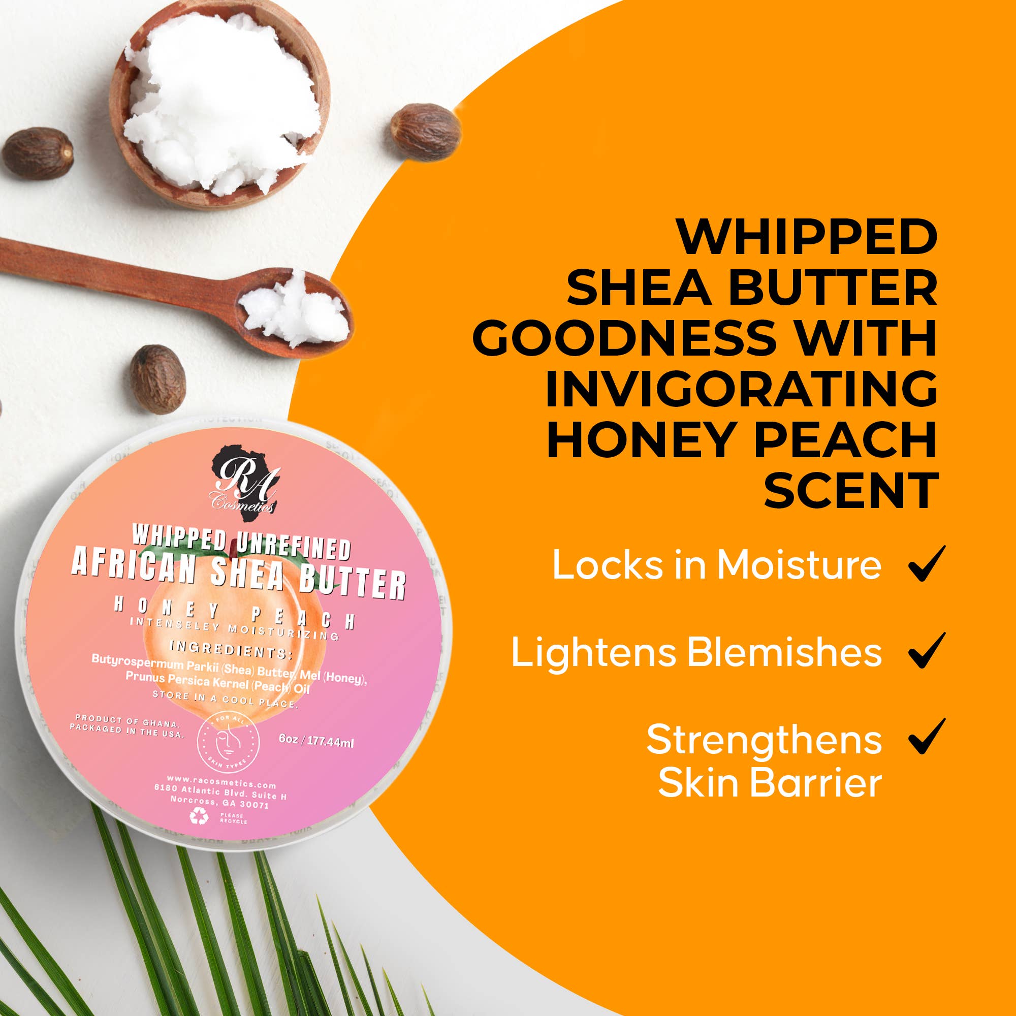 RA Cosmetics | Whipped African Ivory Shea Butter - Honey Peach, photo 6 of 8