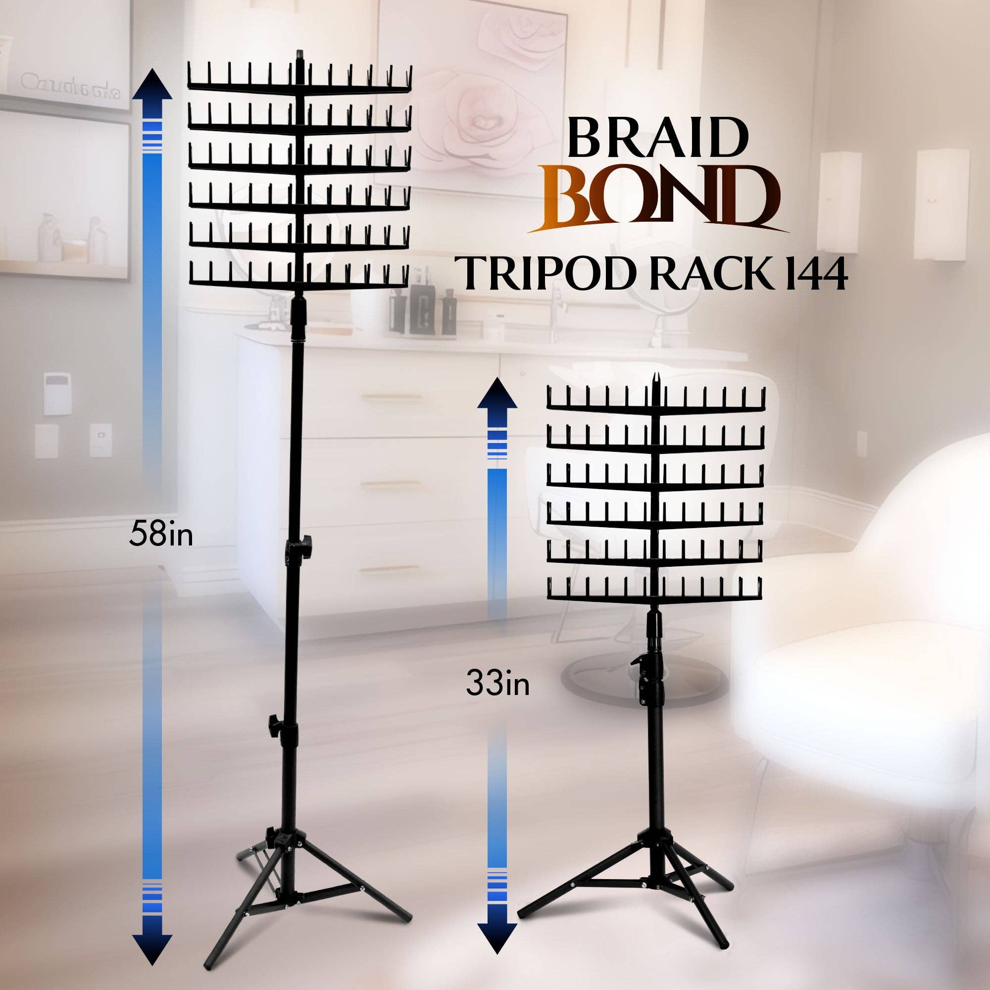 Laflare - Braid Bond Tripod Rack 144 Pegs Braiding Hair Stand, photo 3 of 7