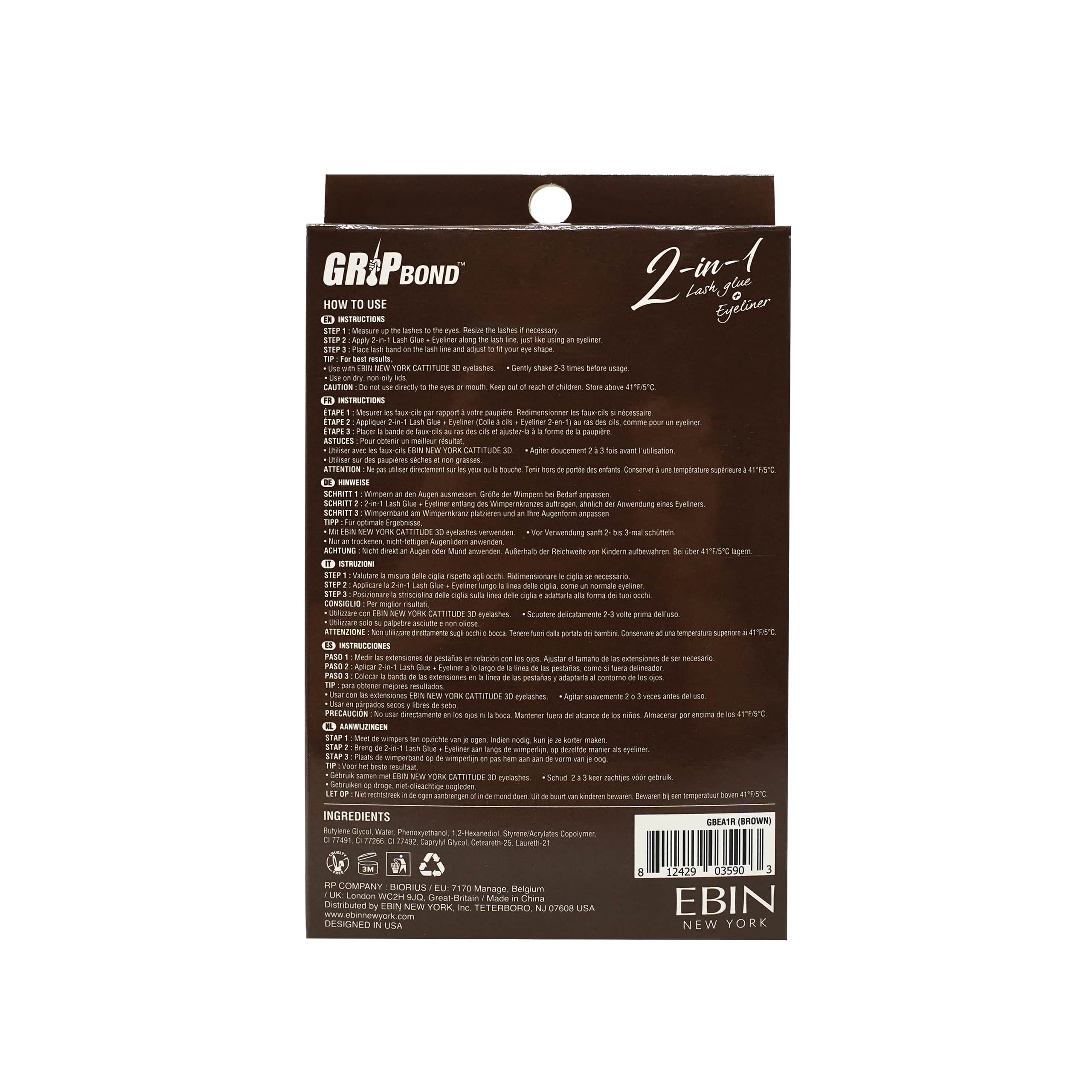 EBIN New York | Grip Bond 2-in-1 Eyeliner Glue - Brown, photo 2 of 3