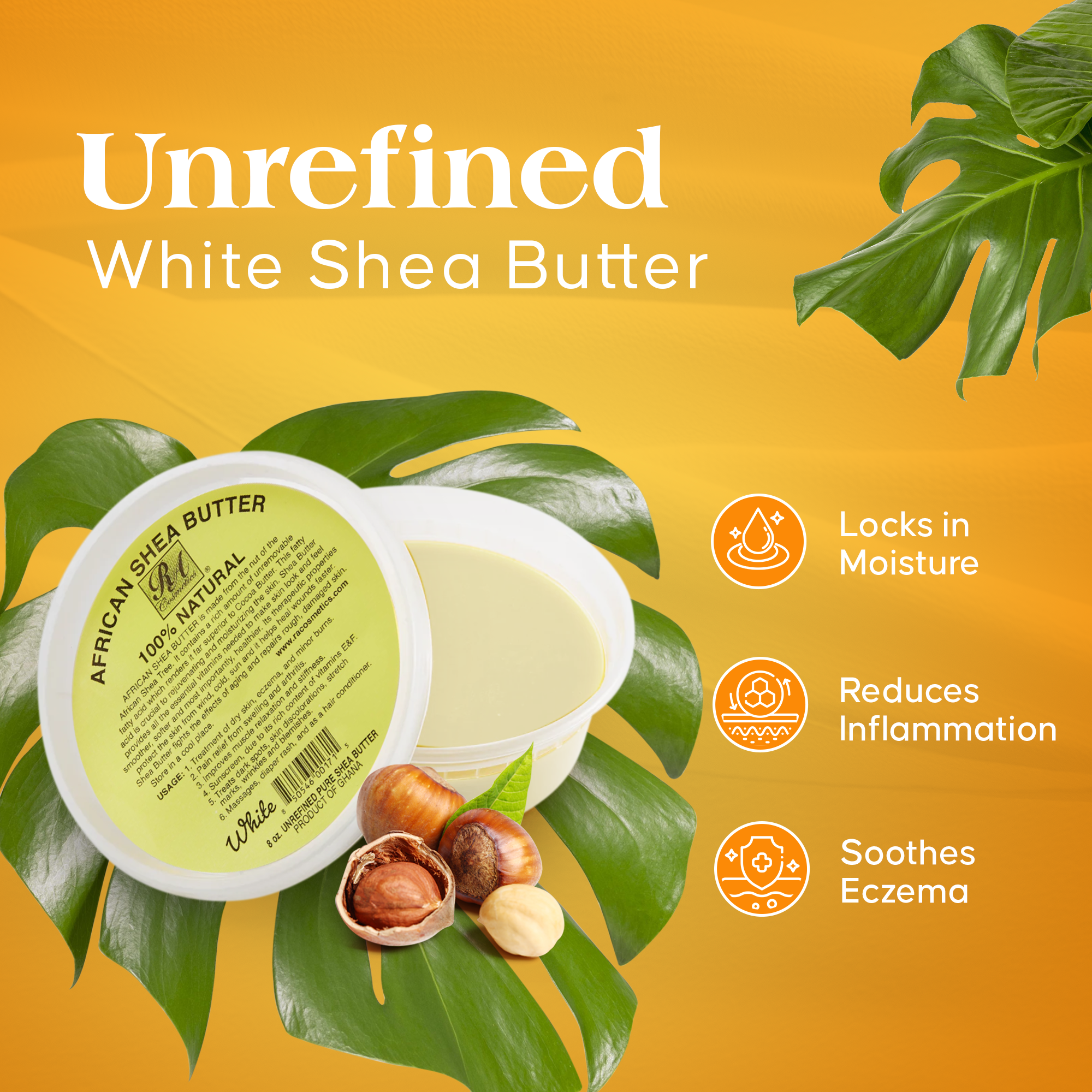 RA Cosmetics - 100% African Shea Butter, Ivory/White Solid - 8oz, photo 7 of 8
