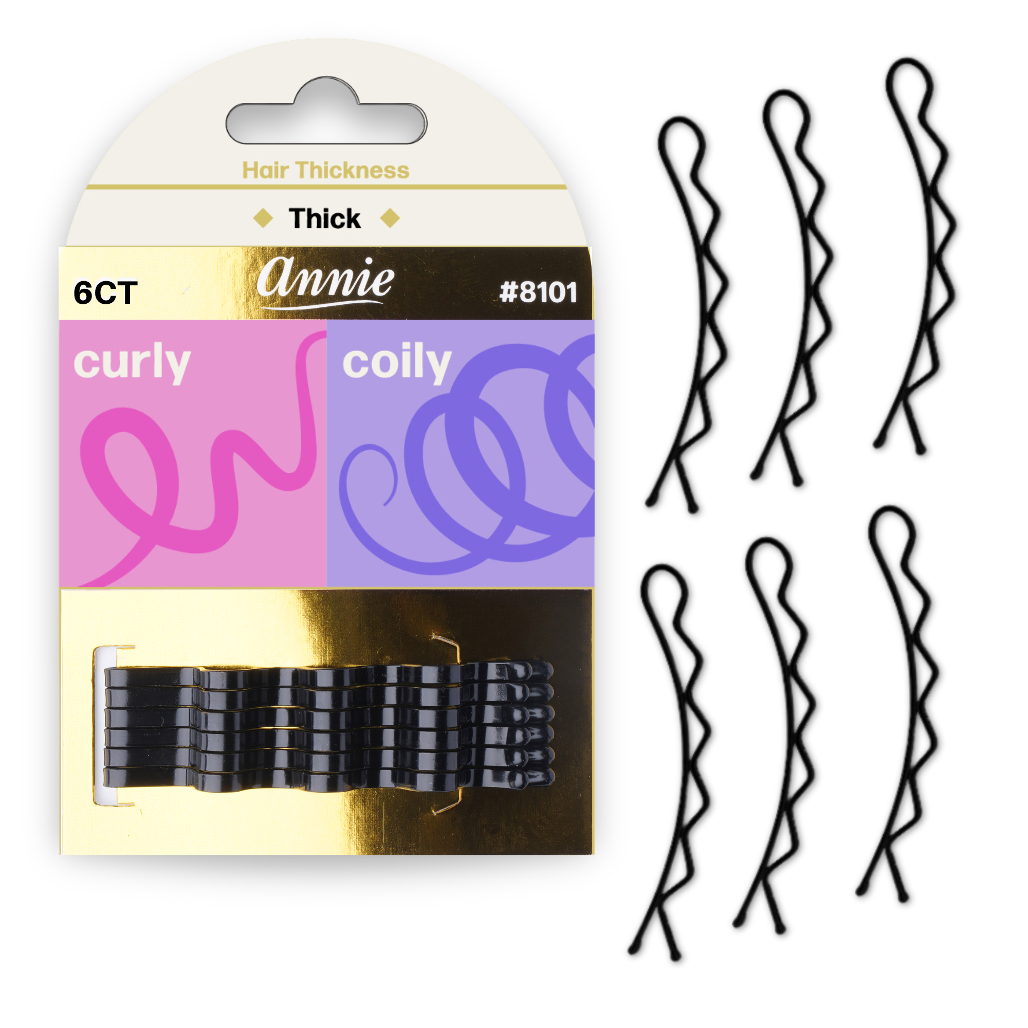 Annie International | Annie 6.5cm Big Curve Bobby Pin - 6ct Black, photo 1 of 5