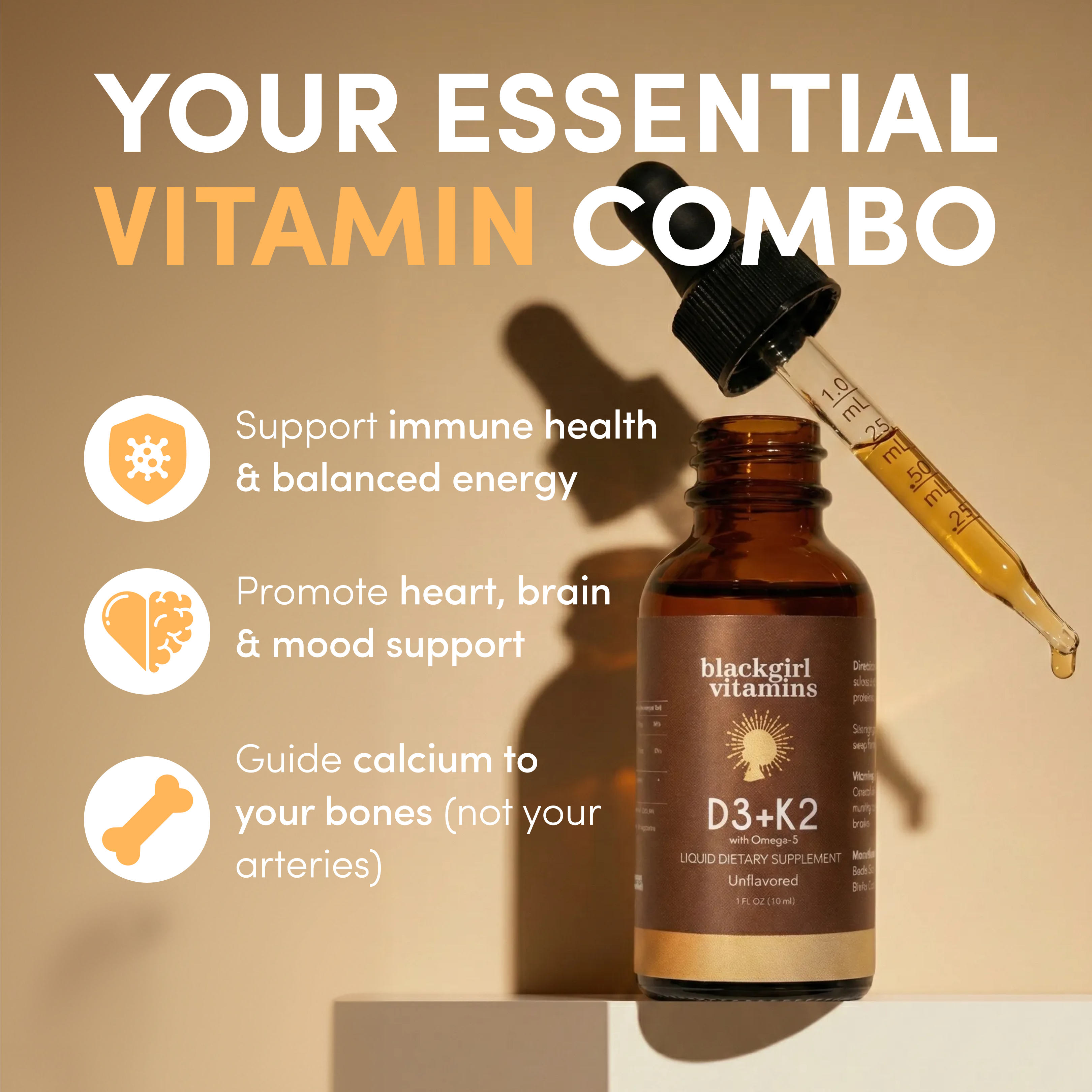 Black Girl Vitamins | Vitamin D3 + K2 Drops, photo 3 of 3