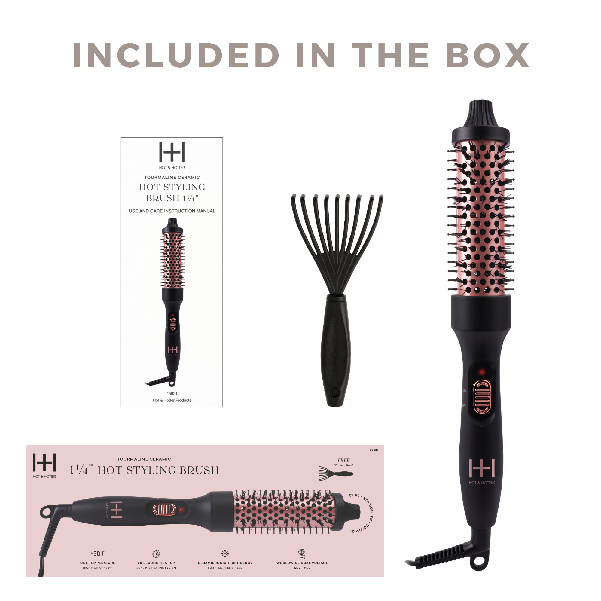 Annie International | Hot & Hotter Tourmaline Ceramic Hot Styling Brush 1.25", photo 6 of 7