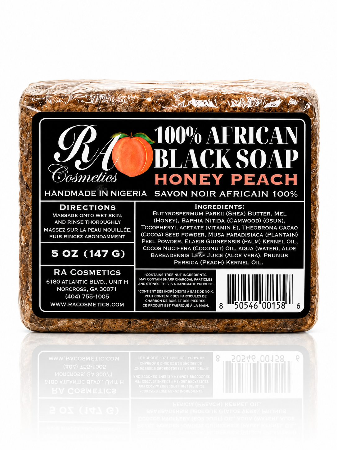 RA Cosmetics - African Black Soap Bar, Honey Peach - 5 oz, photo 1 of 3