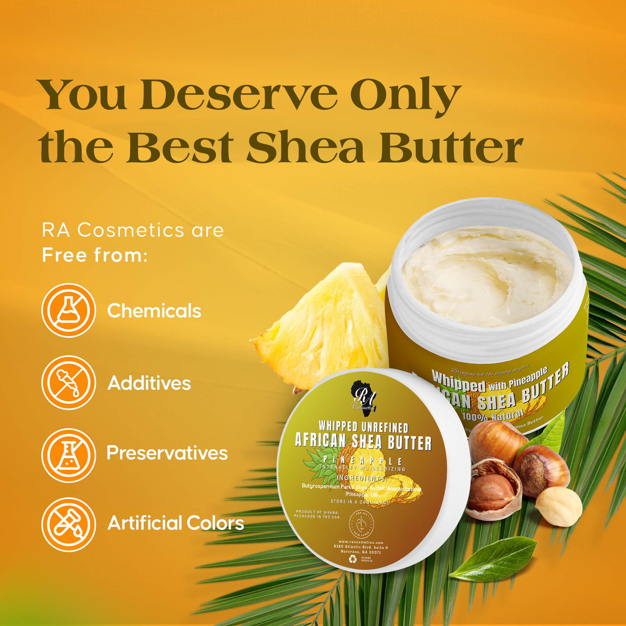 RA Cosmetics | Whipped African Ivory Shea Butter - Pineapple, photo 5 of 8