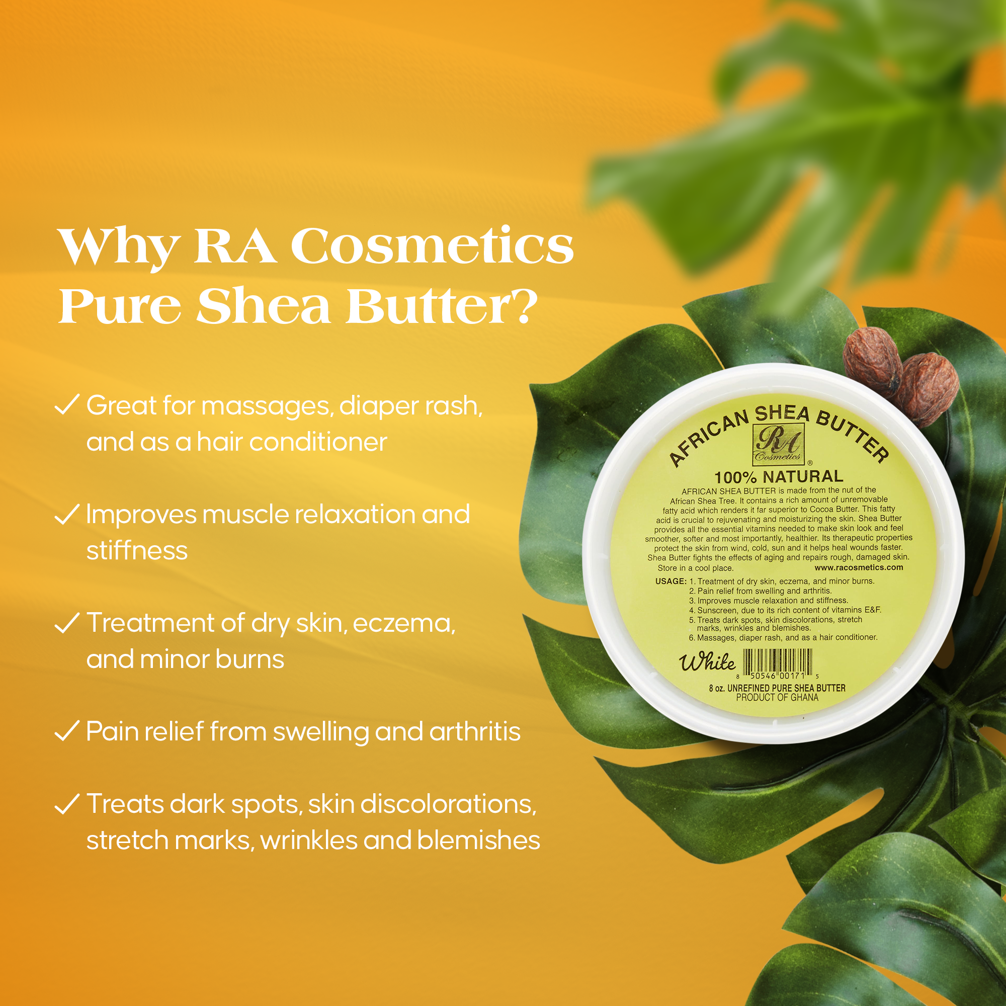 RA Cosmetics - 100% African Shea Butter, Ivory/White Solid - 8oz, photo 6 of 8