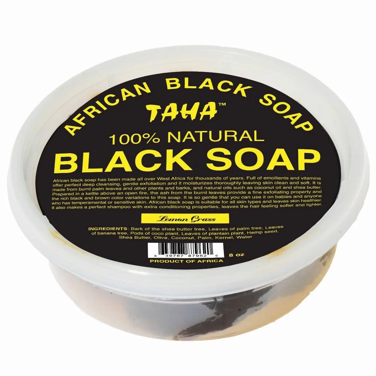 TAHA | 100% African Black Soap - Lemon Grass