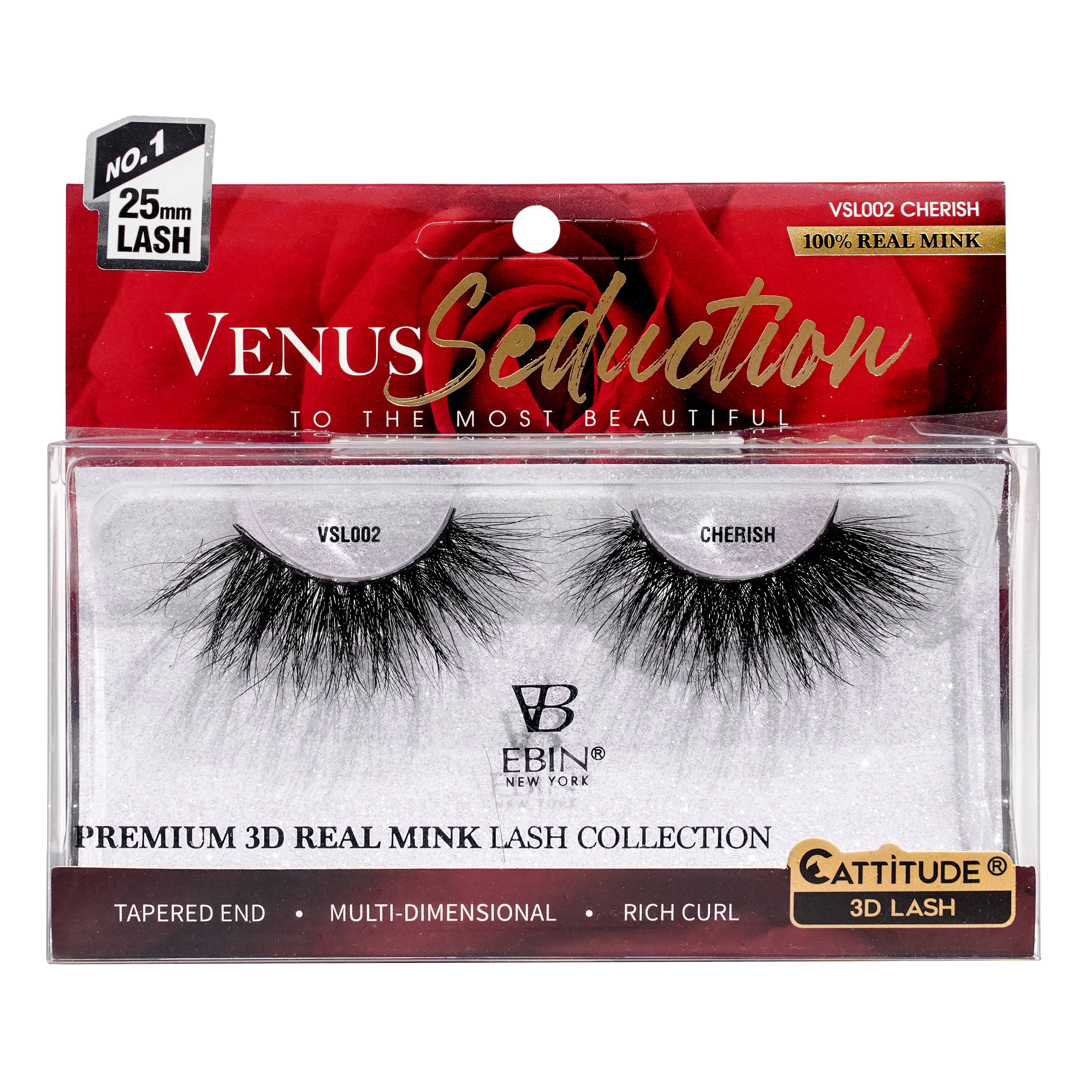 EBIN NEW YORK | Venus Seduction 25mm Real Mink 3D Lashes, photo 5 of 8