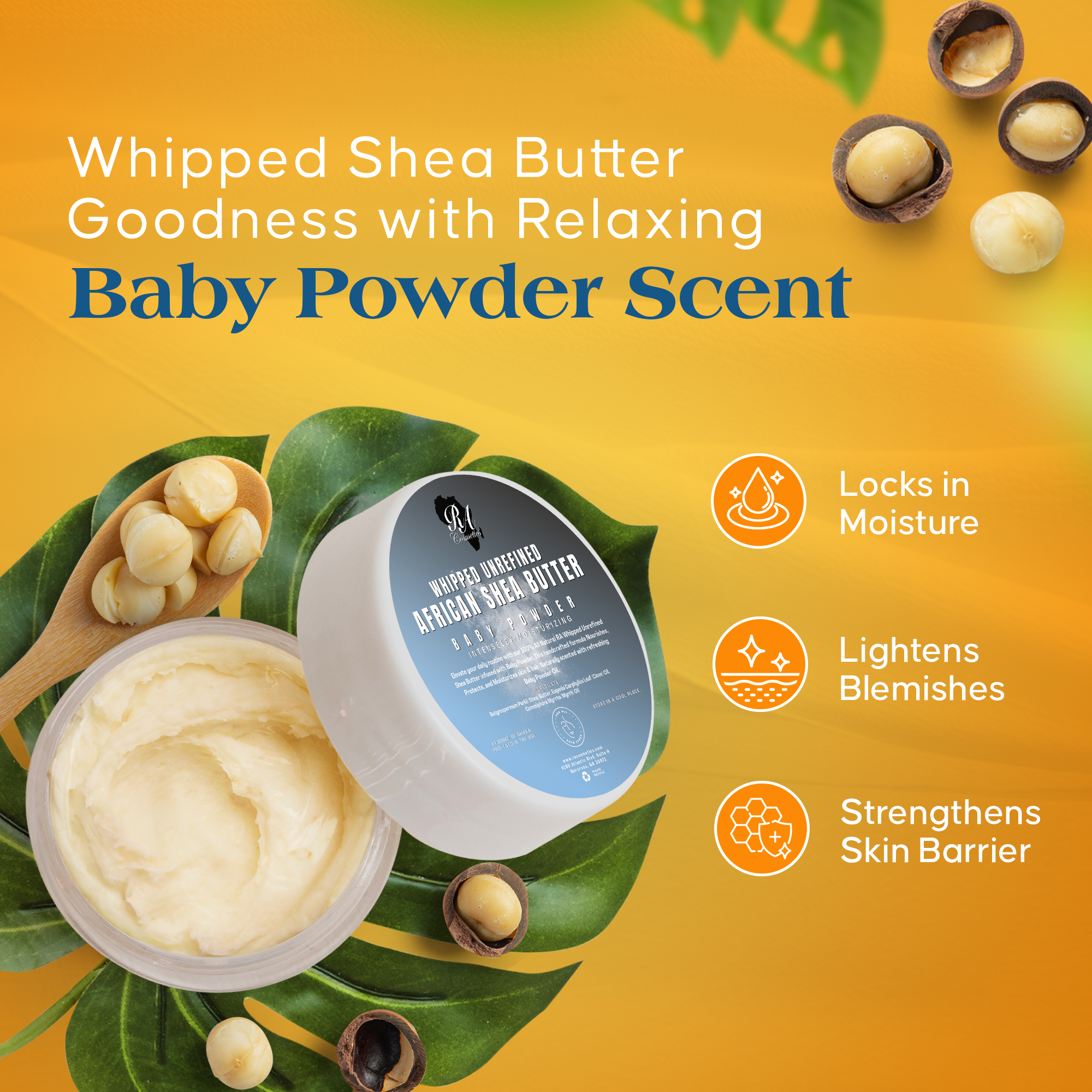 RA Cosmetics | Whipped African Ivory Shea Butter - Baby Powder, photo 4 of 7