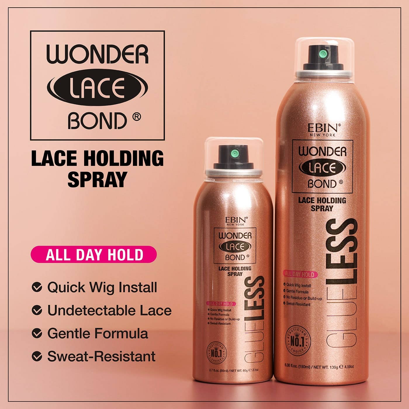 EBIN NEW YORK - Wonder Lace Bond GLUELESS - Lace Holding Spray, photo 4 of 8