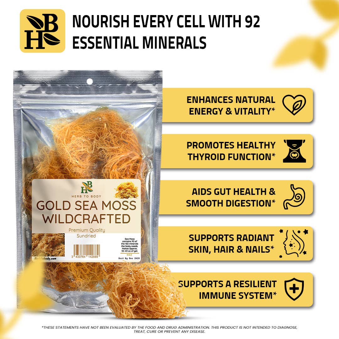 Herb To Body - Gold Sea Moss (Dry) - Wildcrafted From Caribbean 4oz, photo 2 of 8