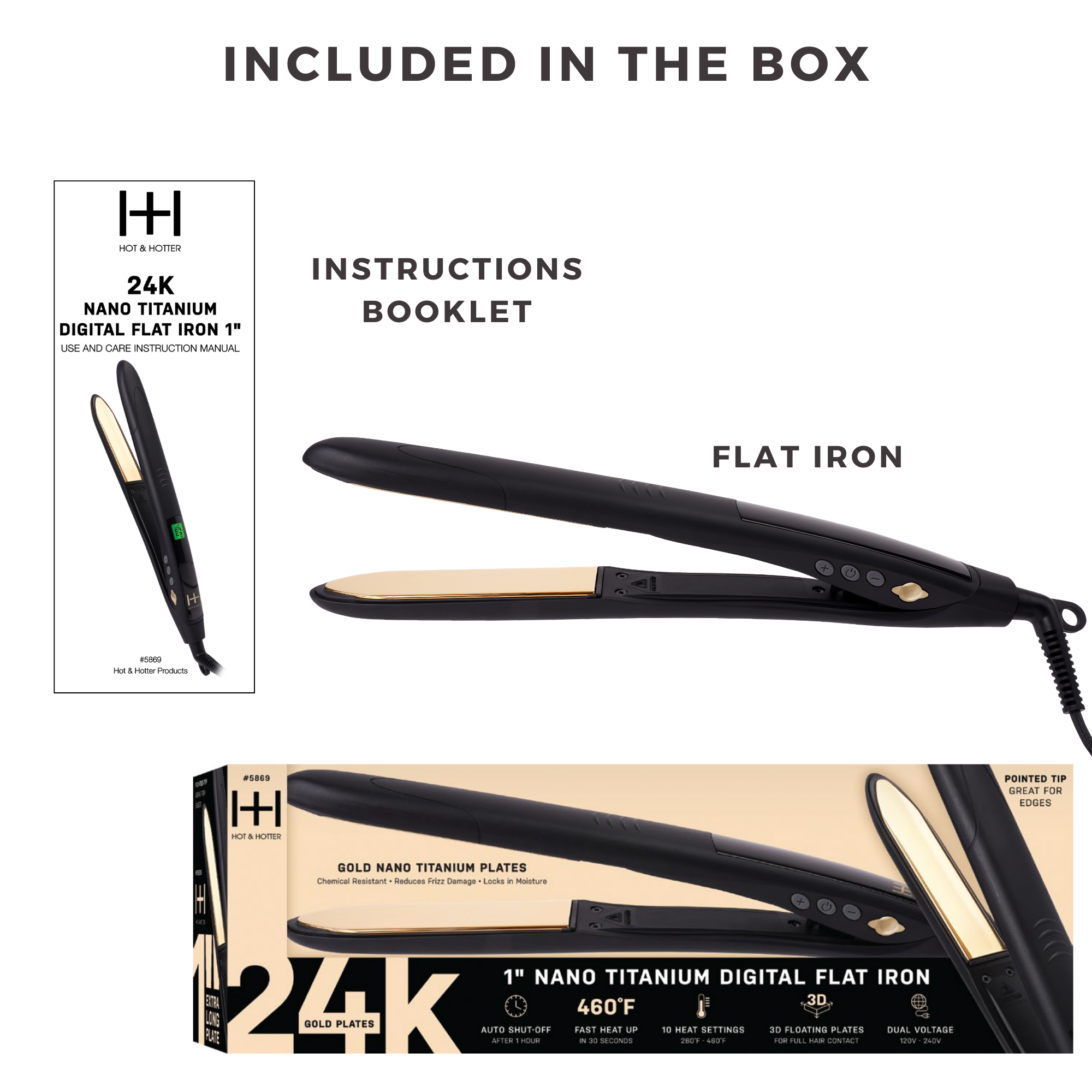 Annie International, Inc. - Hot & Hotter Digital Nano Titanium Gold Flat Iron 1in, Black, photo 5 of 5