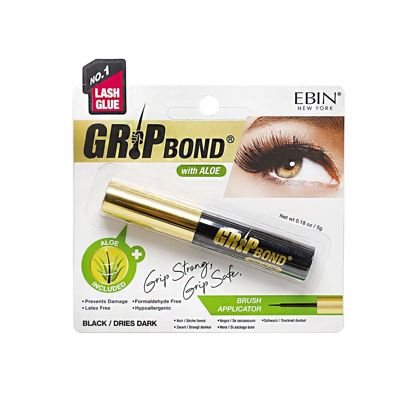 EBIN NEW YORK - GRIP BOND LASH ADHESIVE with ALOE - BLACK / BRUSH, photo 1 of 7