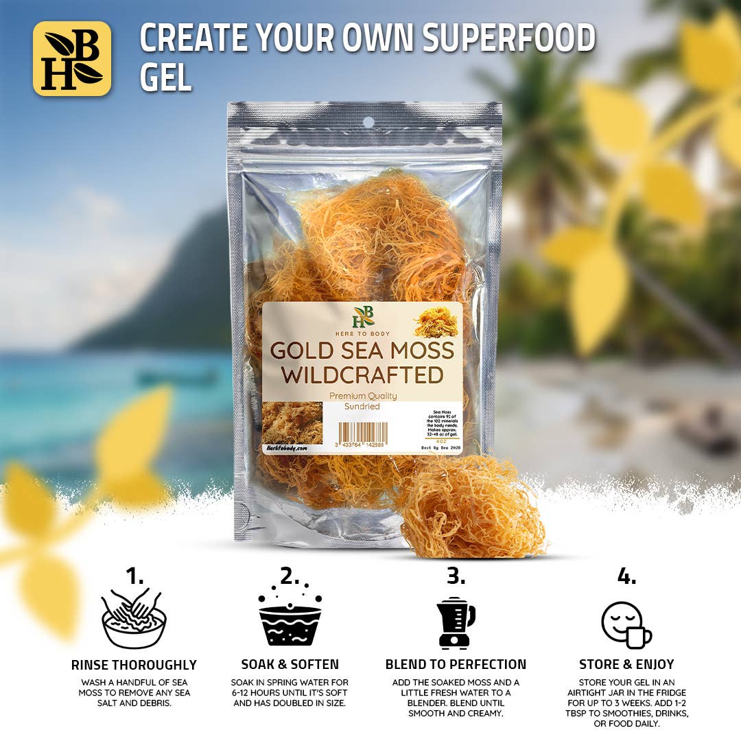 Herb To Body - Gold Sea Moss (Dry) - Wildcrafted From Caribbean 4oz, photo 3 of 8