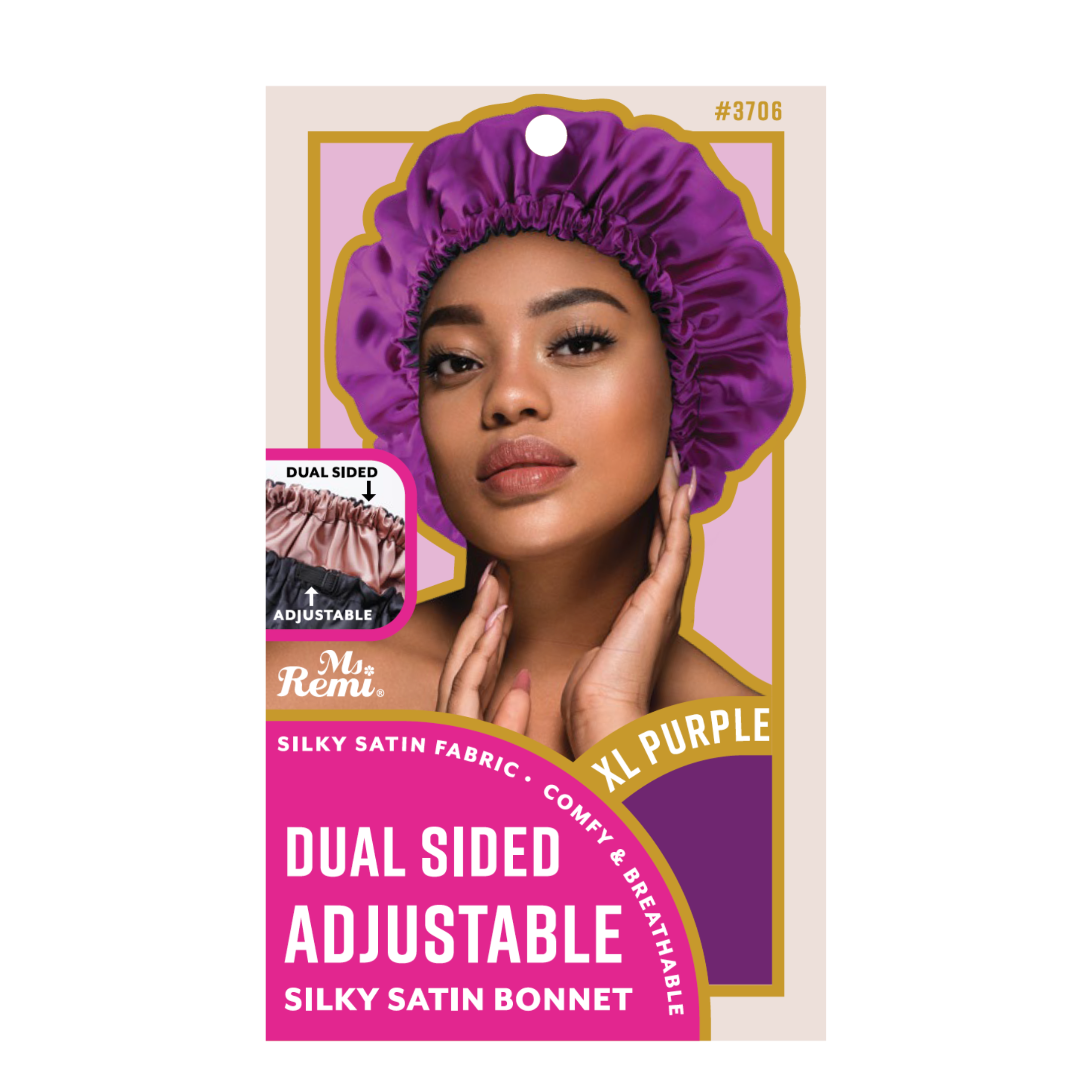 Annie International | Ms. Remi Adjustable Dual-Sided Silky Satin Braid Bonnet, photo 4 of 4