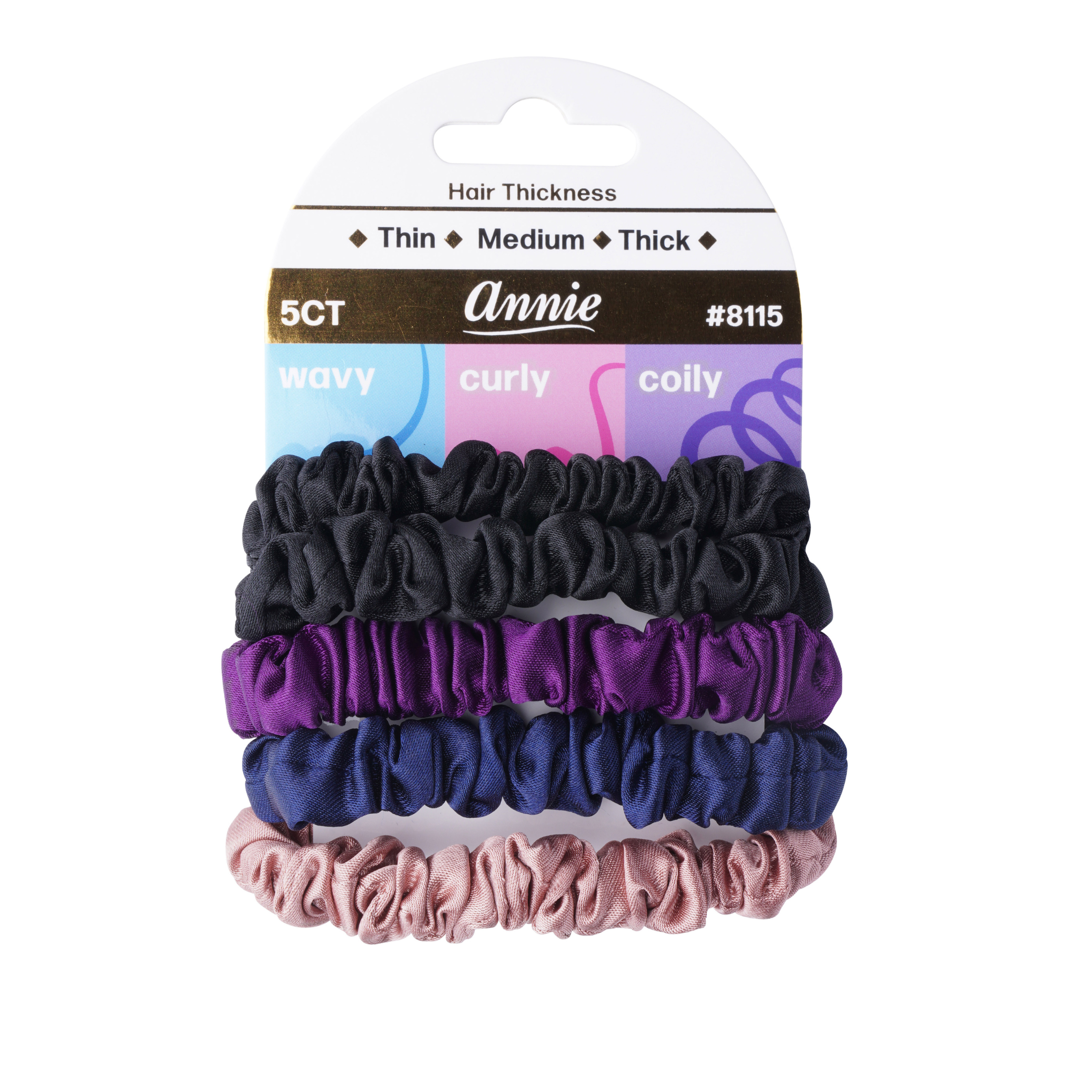 Annie International, Inc. - Annie Satin Twister Scrunchie Thin 5ct Asst.
