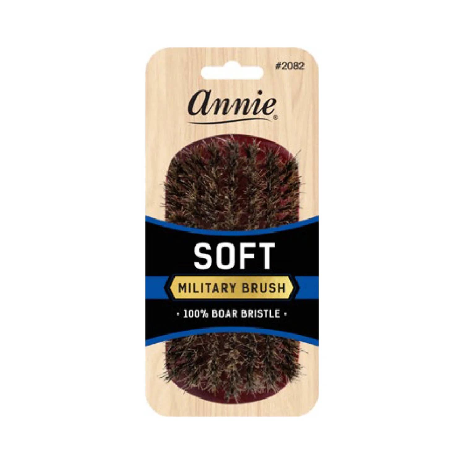 Annie International | Soft Military Brush 100% Pure Boar Bristles Dark Brown