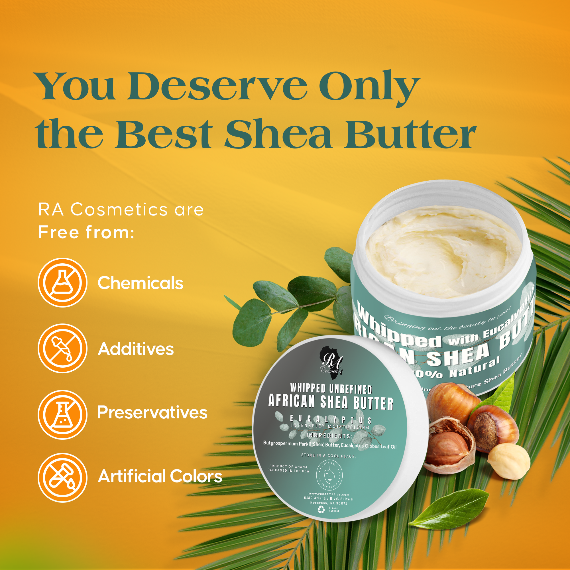 RA Cosmetics | Whipped African Ivory Shea Butter - Eucalyptus, photo 3 of 7