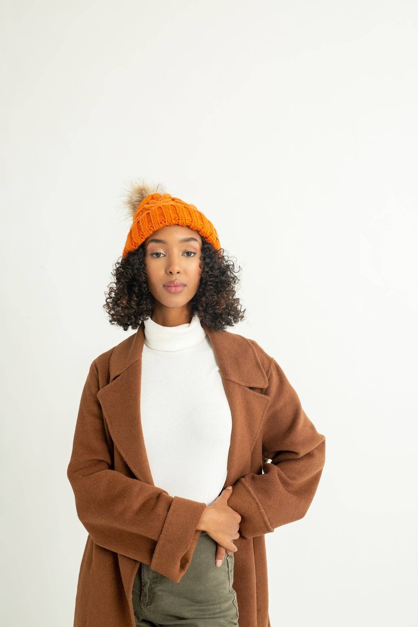 Grace Eleyae | Orange Foldover Warm Slap w/ Pom, photo 3 of 5