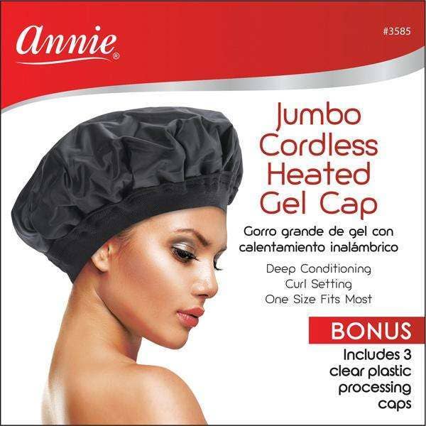 Annie International | Jumbo Cordless Heated Gel Cap Black