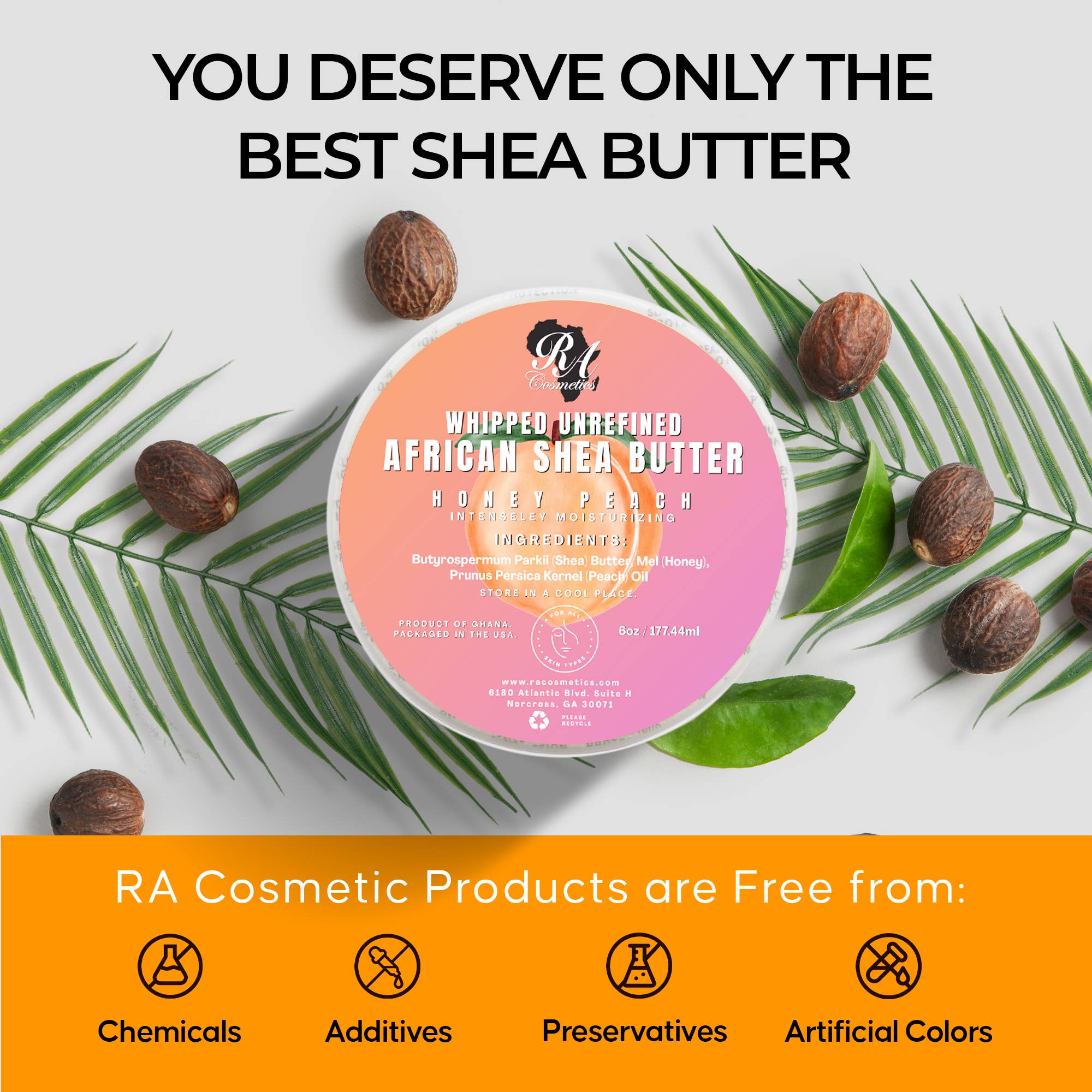 RA Cosmetics | Whipped African Ivory Shea Butter - Honey Peach, photo 7 of 8