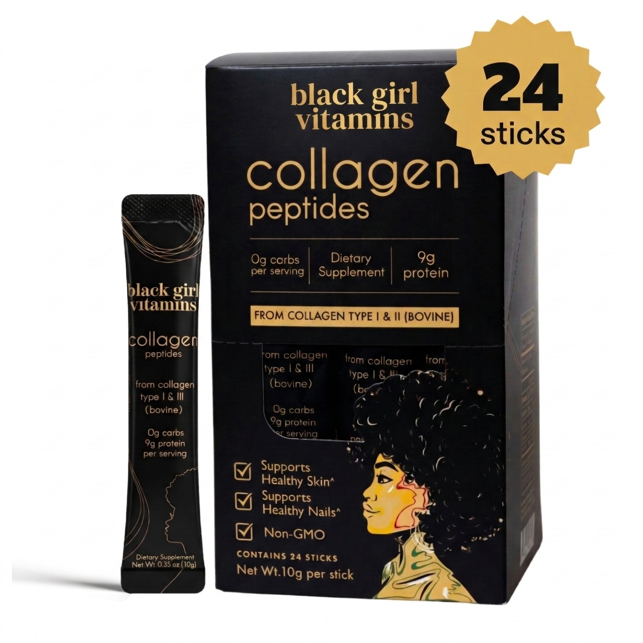 Black Girl Vitamins - BGV Collagen Powder Stick Box, photo 1 of 3