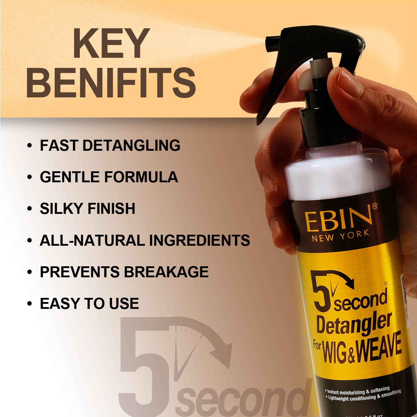 EBIN NEW YORK | 5 Second Argan Oil Wig Detangler, photo 3 of 8
