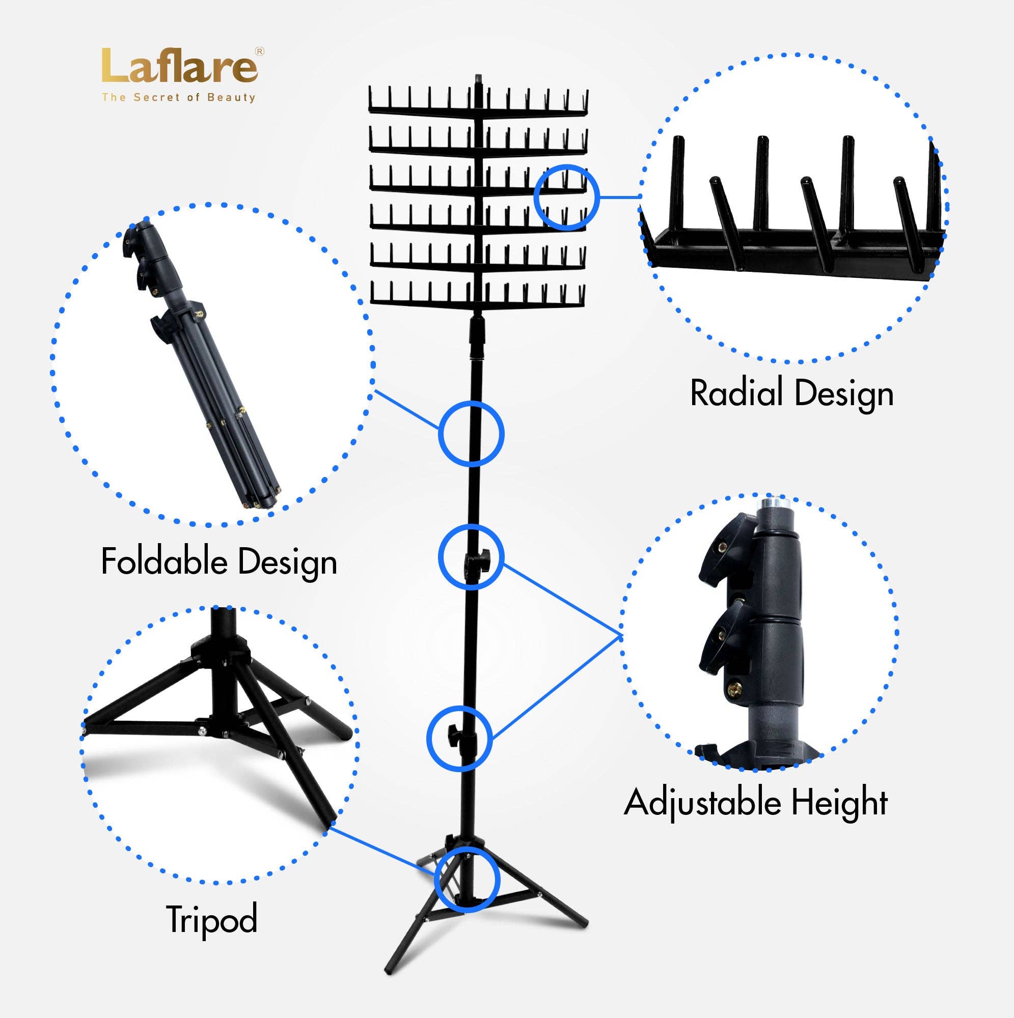 Laflare - Braid Bond Tripod Rack 144 Pegs Braiding Hair Stand, photo 2 of 7
