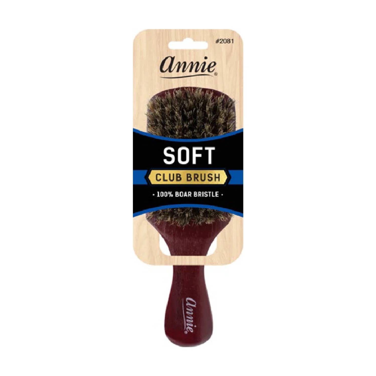 Annie International | Soft Club Brush 100% Pure Boar Bristles Dark Brown