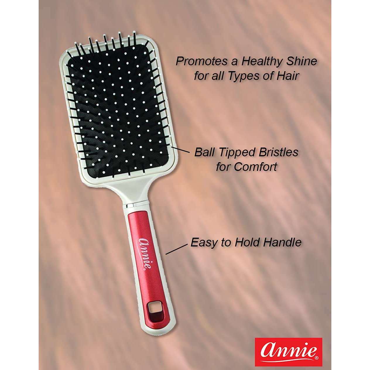Annie International | Pearly Deluxe Paddle Brush Red, photo 3 of 4