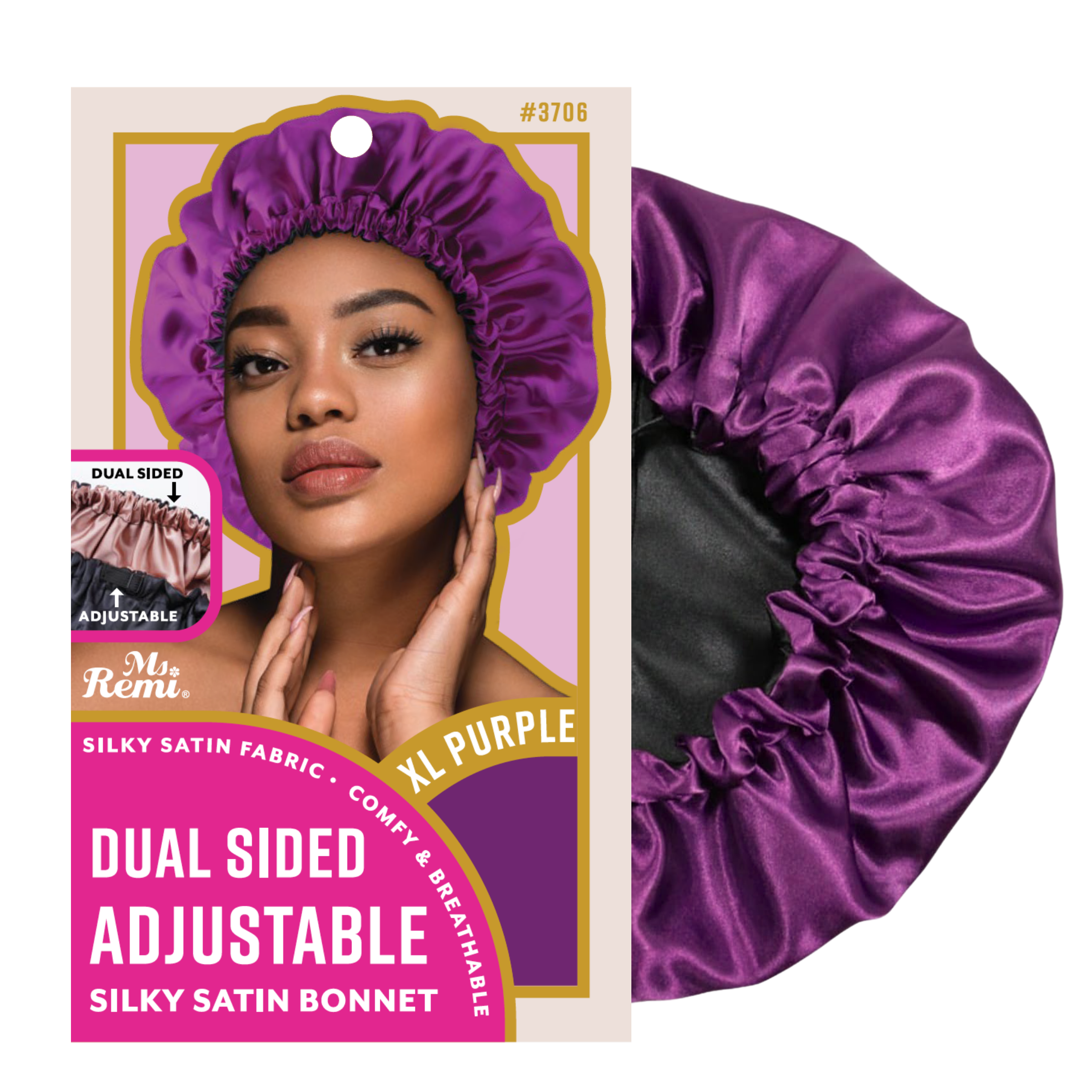 Annie International | Ms. Remi Adjustable Dual-Sided Silky Satin Braid Bonnet, photo 1 of 4