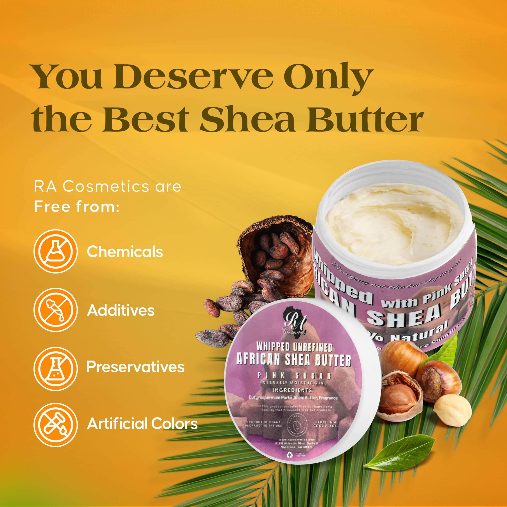 RA Cosmetics - Whipped African Ivory Shea Butter, Pink Sugar - 12oz, photo 5 of 6