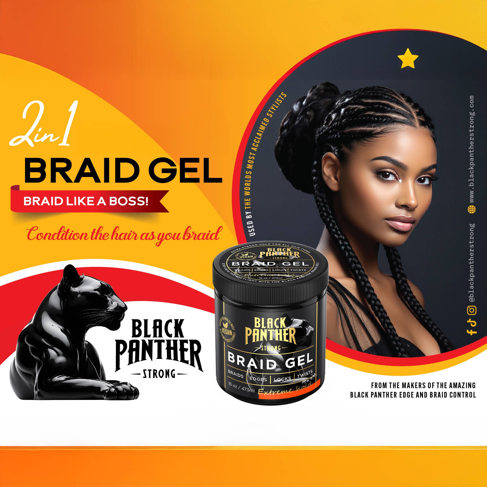 Black Panther Strong | Black Panther Professional Braid Gel 16 oz, photo 6 of 8