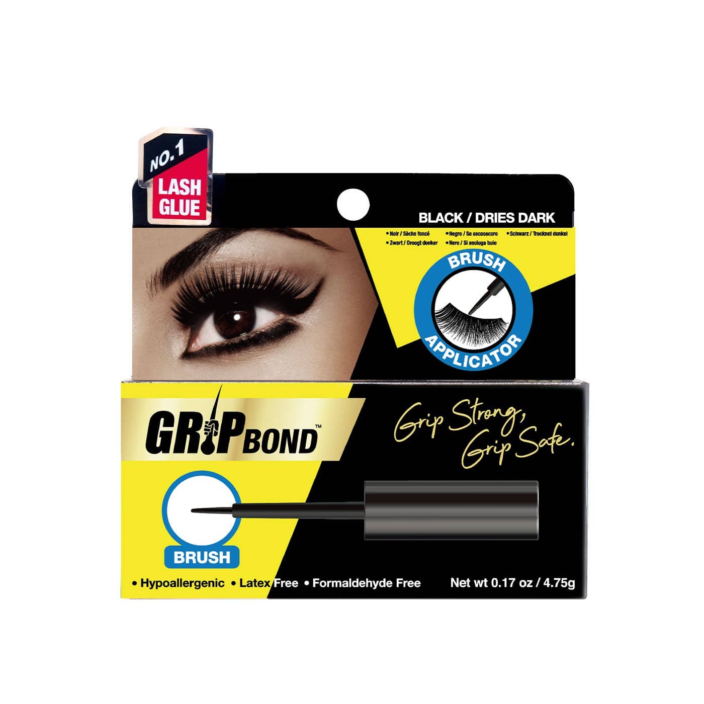 EBIN NEW YORK - GRIP BOND LATEX-FREE LASH ADHESIVE - BLACK / BRUSH, photo 1 of 2